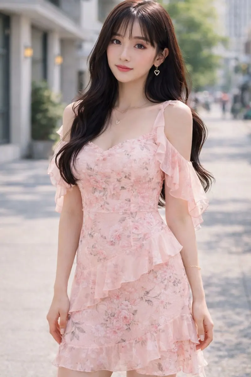 Woman wearing a white ruched off-shoulder puff sleeve crop top with light blue high-waisted denim and a small shoulder bag outdoors